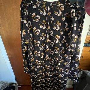 Banana Republic Black Floral Long Sleeve Dress